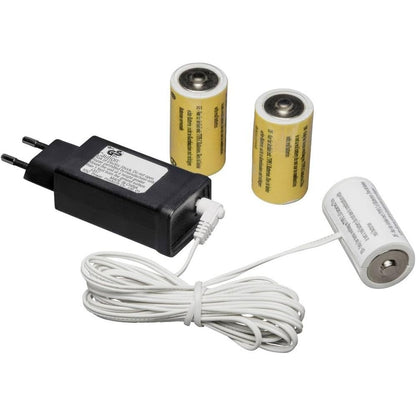214847 - Përshtatës rrjeti Konstsmide për pajisje me bateri me 3 bateri C 1.5V, 4.5V, kabllo e bardhë - 5173-000