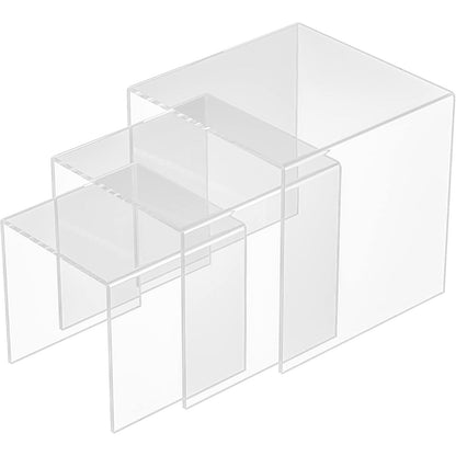 222986 - SEZANRPT Mbajtëse transparente akrilike, 3 pjesë, stendë katrore akrilike për ekspozim ushqimi, 12.7x15.2x17.8CM