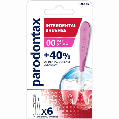 304010 - PARODONTAX Furça Ndërdhëmbore 0.4 mm, pako me 6 furça, mbulon 40% më shumë sipërfaqe larjeje