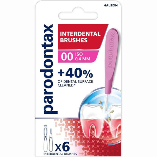 304010 - PARODONTAX Furça Ndërdhëmbore 0.4 mm, pako me 6 furça, mbulon 40% më shumë sipërfaqe larjeje