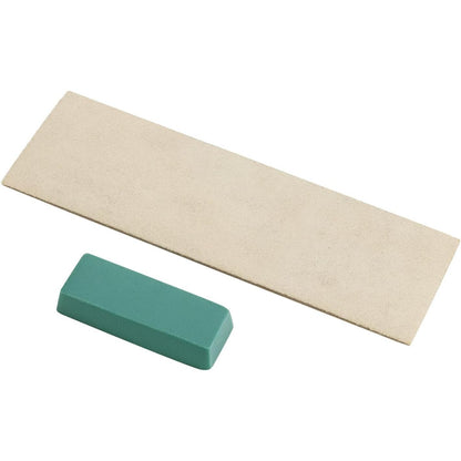 163089 - QWORK® - Kit për Mprehje Thikash, me Rrip Lëkure Dyanshëm madhësi 178x52x4 mm dhe Përbërës Lëmues 320 Grit, pesha 23g, për Mprehjen dhe Lëmimin e Thikave