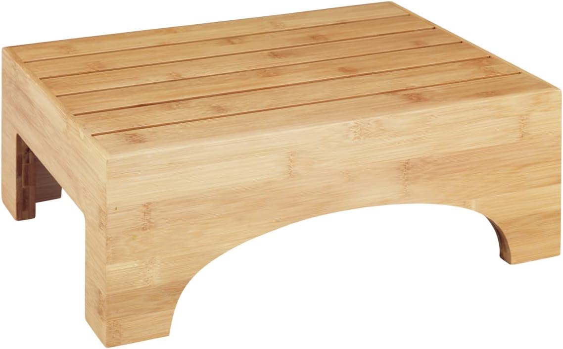 226511 - WENKO Karrige banjoje Bambooa, Karrige me shkallë prej bambuje, Ndihmon për të hyrë dhe dalë nga vaska, 40 x 15 x 30 cm, Natyrale