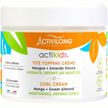 321814 - ACTIVILONG - Krem për Flokë Kaçurrela deri të Çrregullta Actikids - 300ml - 98% Përbërës Natyralë - Vegan - Aromë Hipoalergjike - Prodhuar në Francë