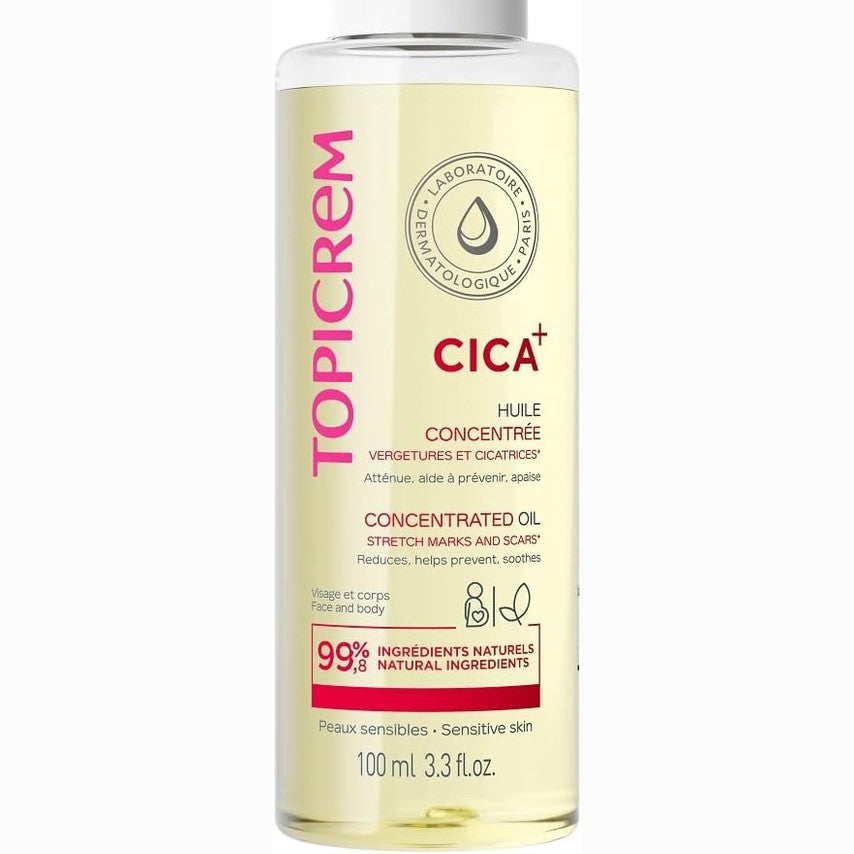 317495 - TOPICREM CICA+ Vaj i Koncentruar për Shenjat e Strijeve dhe Plagëve, 100ml, Qetëson dhe Hidraton 24 orë, për Lëkurë të Ndjeshme