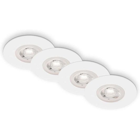 184632 - BRILONER - Set i 4 Dritash të Ngulitura në Tavan, LED, Ultra të Sheshta, të Errësueshme, për Banjo, IP44, E Bardhë Mat, 90x25 mm (Th x L), Modeli 7999-046