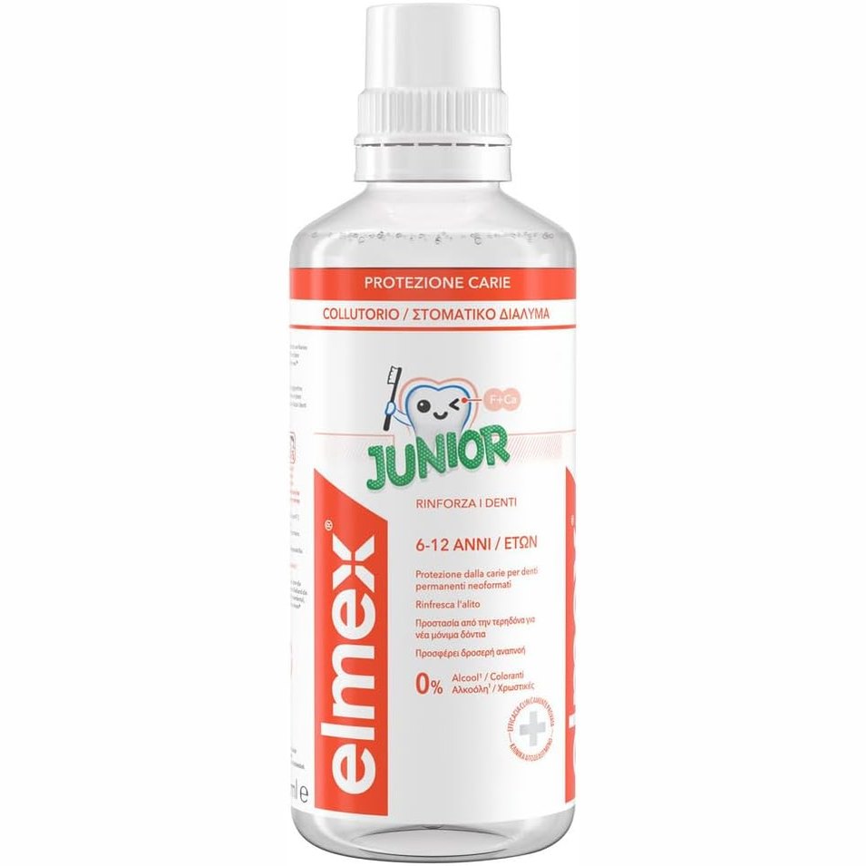 290538 - ELMEX Shpëlarës goje Junior Cavity Protection (6-12 vjeç) 400 ml, me përmbajtje fluori, mbron dhëmbët e rinj dhe të përhershëm nga kavitetet, me aromë menteje
