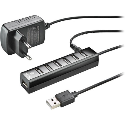 296059 - NGS IHUB7 Tiny - Qendër USB 2.0 me 7 Porta, Adaptor Energjie 5V/1A, kompatibil universal, Plug and Play