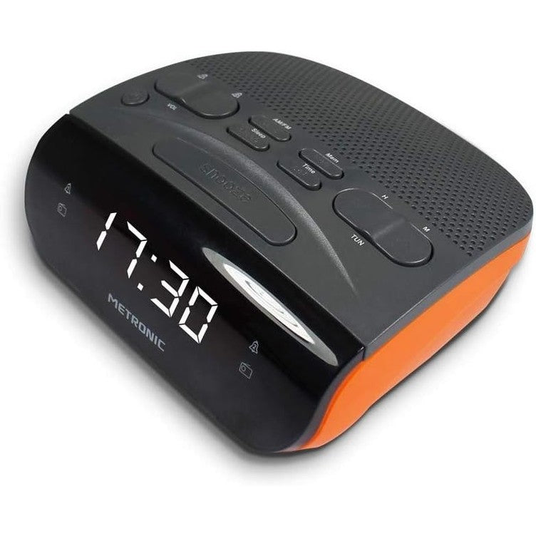 266718 - METRONIC 477034 Radio me dy orë me zile dhe akordues AM/FM - gri/portokalli
