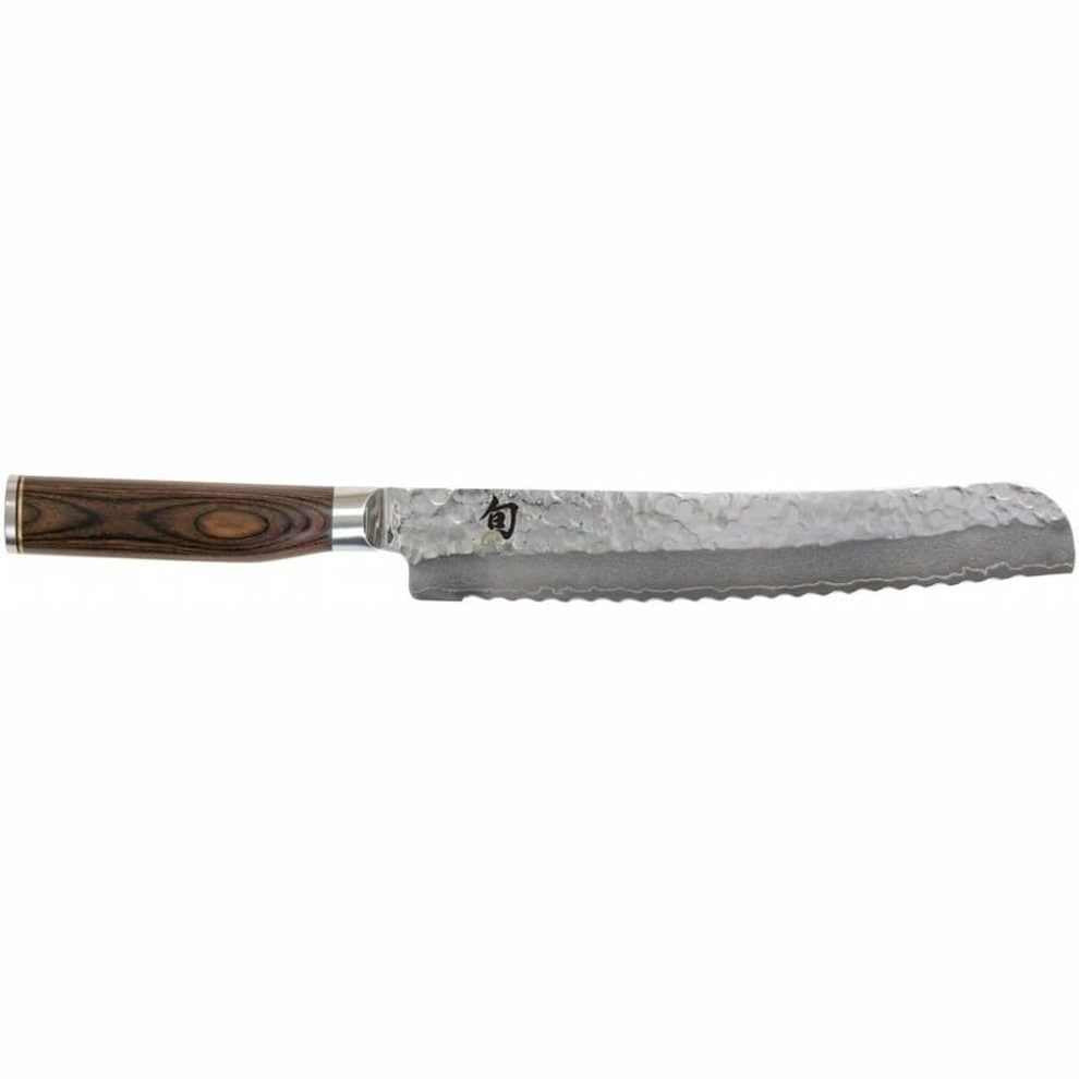 260025 - KAI Shun Premier Tim Mälzer Thikë Japoneze për Bukë, Gjatësi Tehu 23 cm, VG-MAX Core 61 HRC, 32 Shtresa Çelik Damasku, Dorezë Pakkawood, Prodhuar në Japoni