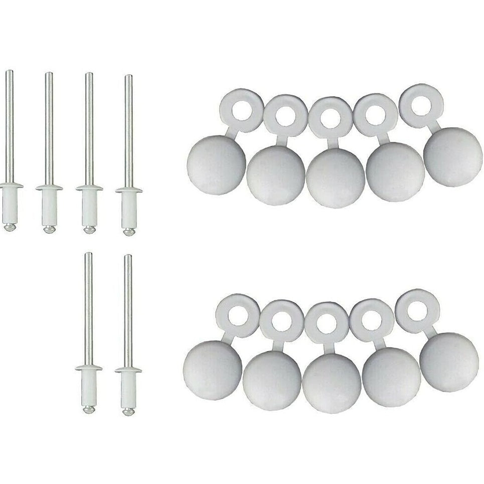 335146 - 5 x Thumba të Bardha 4x16 + Butona të Rrumbullakët Targa Makine Motoçikletë Moped Moped Thumba Mokick 4mm x 16mm Bulon Universal