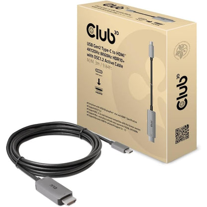 273137 - CLUB3D USB GEN2 TYPE-C NË HDMI™ 4K120Hz/8K60Hz HDR10, Kabllo aktive DSC1.2 St./St. 3m