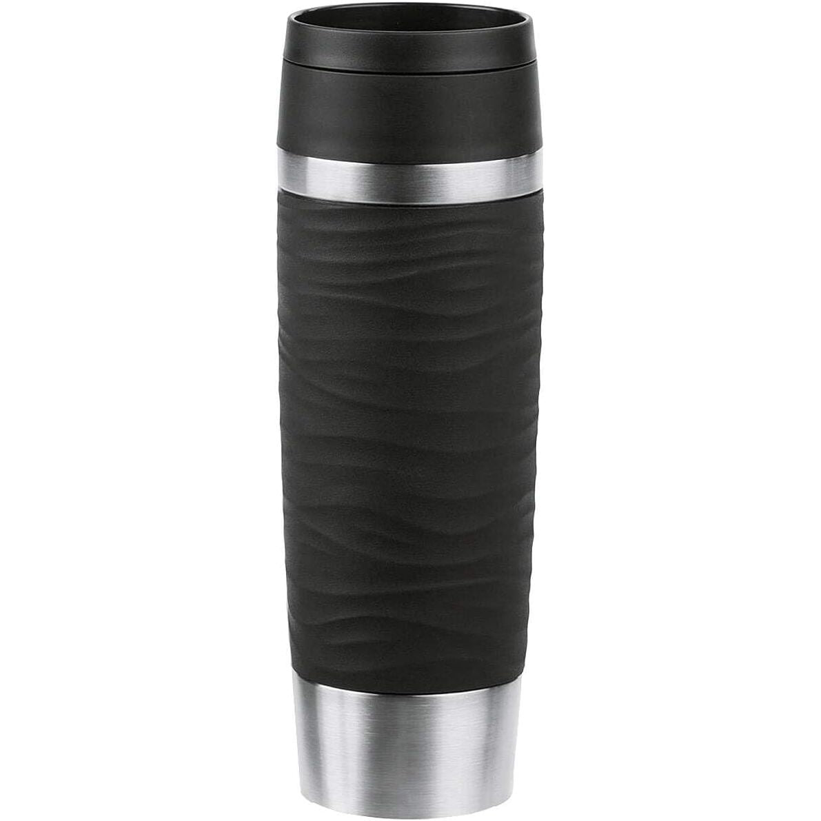 261785 - EMSAS Filxhan Udhëtimi Wave Termos 500 ml, çelik inox, mban pijet të ngrohta për 6 orë dhe të ftohta për 12 orë, 100% i papërshkueshëm nga rrjedhjet, i sigurt për lavastovilje, hapje për pirje 360°, i zi, N20225