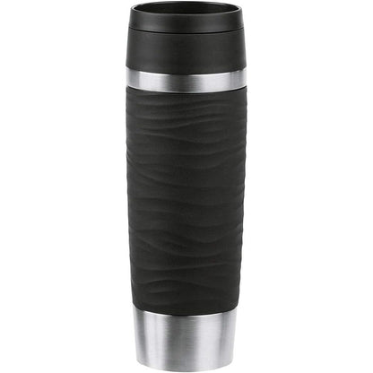 261785 - EMSAS Filxhan Udhëtimi Wave Termos 500 ml, çelik inox, mban pijet të ngrohta për 6 orë dhe të ftohta për 12 orë, 100% i papërshkueshëm nga rrjedhjet, i sigurt për lavastovilje, hapje për pirje 360°, i zi, N20225