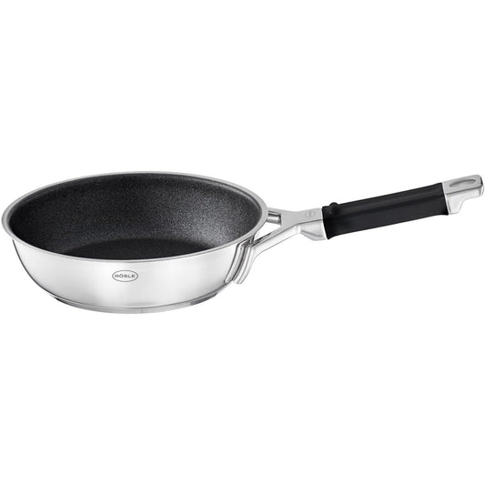 239432 - RÖSLE Tigan SILENCE PRO 20 cm me shtresë jo-ngjitëse premium ProResist dorezë silikoni çelik inox 18/10 i pajtueshëm me induksion i sigurt për lavastovilje argjend/i zi