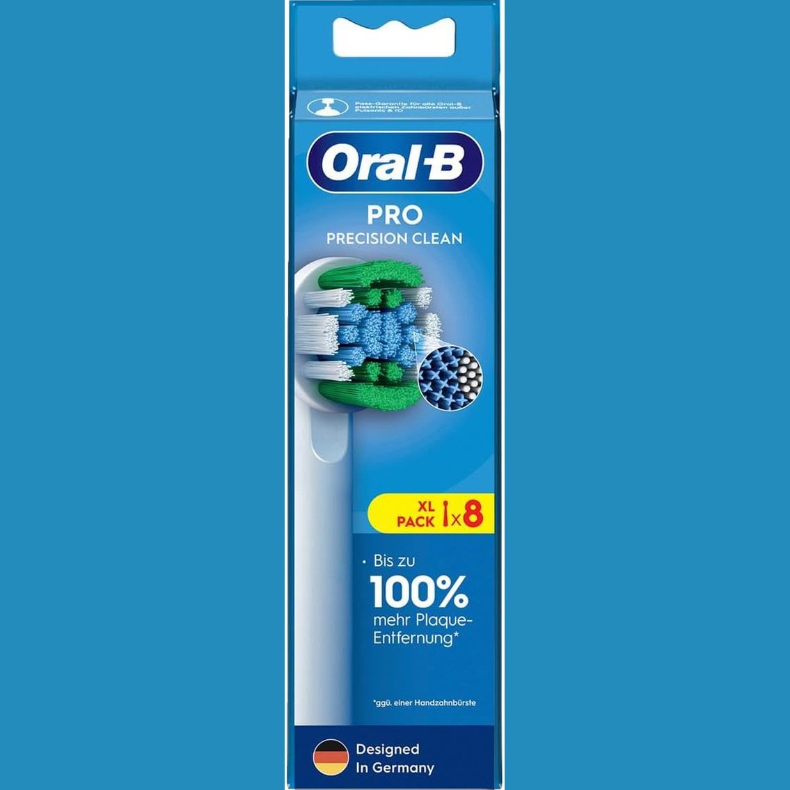 316568 - ORAL-B Pro Precision Clean – Koka Furçesh Zëvendësuese ORIGJINALE për Furça Dhëmbësh Elektrike – Pastrim Dentar, Koka Furçesh Zëvendësuese me Qime Inovative X, Kokë Furçe Dhëmbësh, E Dizenjuar në Gjermani – E Bardhë, 8 copë