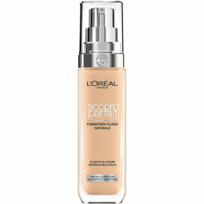 272227 - L'ORÉAL PARIS Fondatinë e lëngshme, Hidratim 24 orësh, Formulë me acid hialuronik, Nuanca: Bezhë e artë (3.D), 30 ml