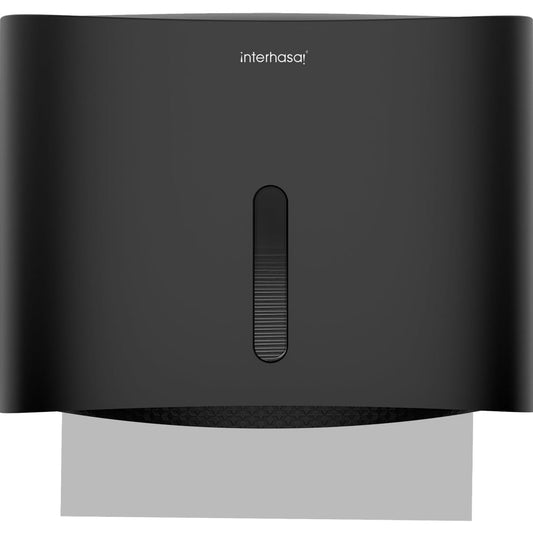 176028 - INTERHASA! Dispenser i montuar në mur për peshqirë letre, me montim ngjitës pa shpime ose vida, për instalimin e peshqirëve me shumë/një palosje/C, për banjo, Ngjyrë e zezë