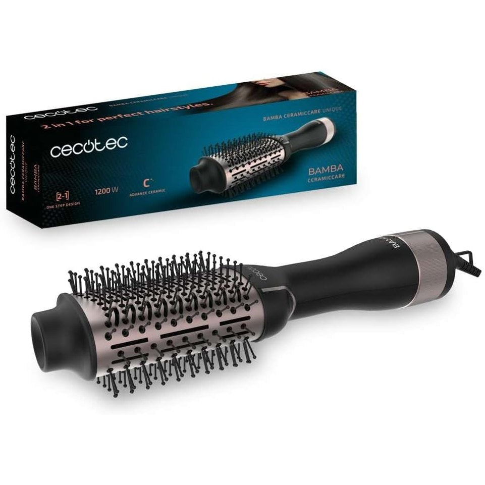 271762 - CECOTEC CeramicCare Unique, Furçë dhe Stilizues me Ajër të Nxehtë, 1200W, 2 në 1, veshje qeramike, 2 shpejtësi, 3 temperatura, funksion ajri të ftohtë