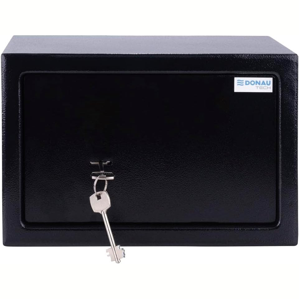 183407 - DONAU TECH Kasafortë Muri 8.5L, Dimensionet 31 x 20 x 20 cm, me 2 Çelësa, Manuale për Mobileri, Përshtatshme për Dollap Ruajtje, Ngjyra E Zezë