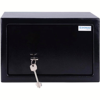 183407 - DONAU TECH Kasafortë Muri 8.5L, Dimensionet 31 x 20 x 20 cm, me 2 Çelësa, Manuale për Mobileri, Përshtatshme për Dollap Ruajtje, Ngjyra E Zezë