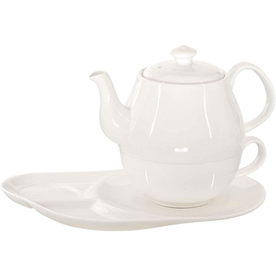 251159 - BUCHENSEE Çaj për Një Person, Set 600ml me Daisy, Porcelan Kristali, Çajnik + Filxhan + Pjatëz