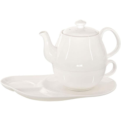 251159 - BUCHENSEE Çaj për Një Person, Set 600ml me Daisy, Porcelan Kristali, Çajnik + Filxhan + Pjatëz