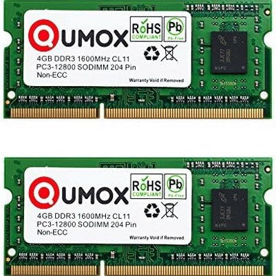 267036 - QUMOX 8GB (2x 4GB) 1600 DDR3 SO-DIMM PC3-12800 RAM Memorie Laptop 204pin CL11