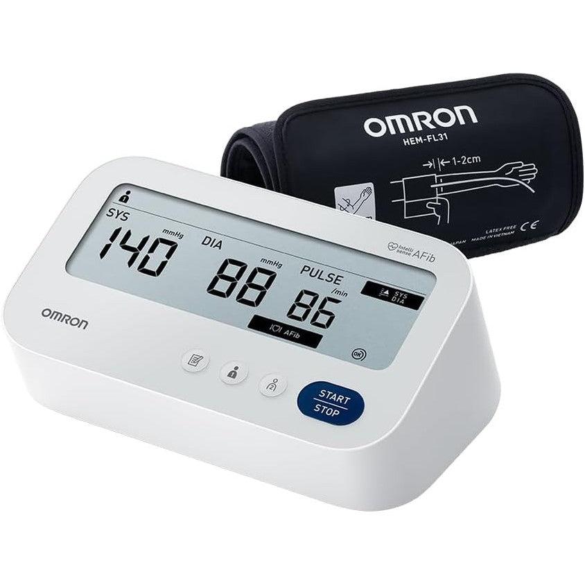 315534 - OMRON X3 COMFORT AFIB - Monitor dixhital i tensionit të gjakut për krahun e sipërm, zbulim automatik të fibrilacionit atrial (AFib), i validuar klinikisht për 2 përdorues