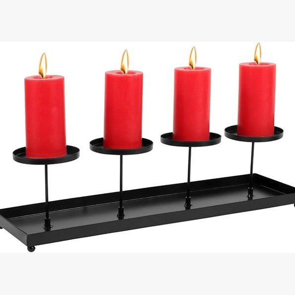 168604 - BOFUNX Tabaka Metalike për Qirinjsh Advent, e Zezë, me 4 Mbajtëse Qirinjsh - Përshtatshme për Kurorën e Adventit dhe Dekorimin e Krishtlindjeve