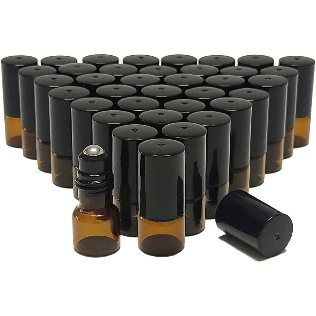 185379 - PARFUMLISM - Shishe Qelqi Roll-On 2ml, Set 50 Copë, për Vajra Esencialë, Aromaterapi dhe Parfum, Shishe të Vogla Bosh me Rul
