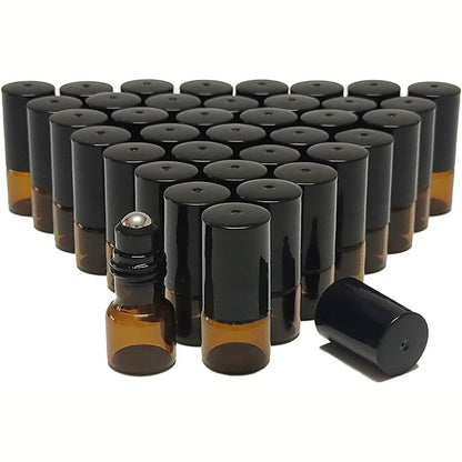 185379 - PARFUMLISM - Shishe Qelqi Roll-On 2ml, Set 50 Copë, për Vajra Esencialë, Aromaterapi dhe Parfum, Shishe të Vogla Bosh me Rul