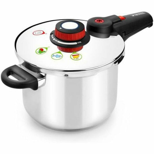 245158 - MONIX Selecta Tenxhere me presion 6 L, sistem përzgjedhjeje ushqimi, mekanizëm automatik mbylljeje, çelik inox 18/10, gri, 22 cm