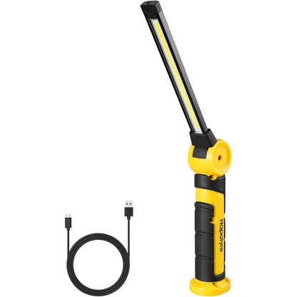 205634 - FENER LED Napatyre i Rikarikueshëm 4000mAh, Dritë Pune me Rrotullim 120° dhe Bazë Magnetike, Llambë Inspektimi Portative 1000 Lumen me 3 Modalitete, Përdorim për Punë në Shtëpi dhe Emergjencë (1 Pako)