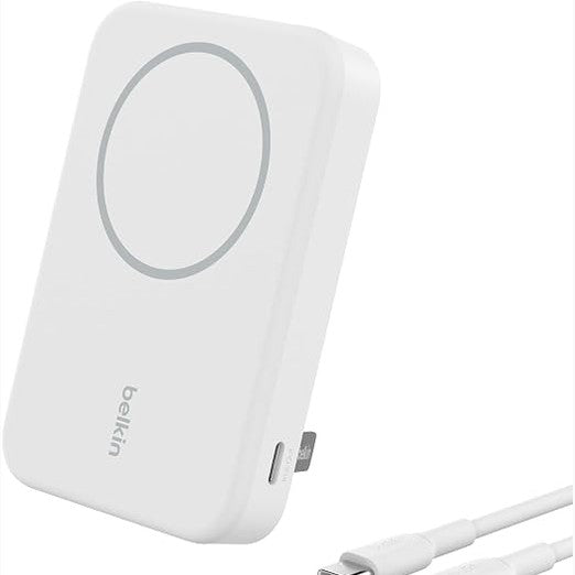 267813 - BELKIN Karikues pa tel BoostCharge Pro 8000mAh me Qi2 (Karkues portativ kompatibël me MagSafe, mbështetëse e integruar, për iPhone 16, 16 Plus, 16 Pro, 16 Pro Max, iPhone 15, etj., i zi)