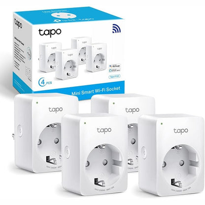309846 - TAPO Prizë inteligjente WiFi P100, e pajtueshme me Alexa dhe Google Home, telekomandë përmes aplikacionit Tapo, 10A, 2300W, pako me 4 copë