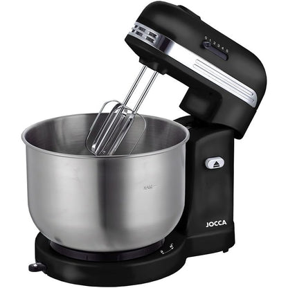 277396 - JOCCA Mikser Kuzhine 350W, Rrotullim Automatik me Fërkim, 5 Shpejtësi, Tas Çelik Inoks 3.5L, Grep Brumi, Rrahës Brumi, Emulgues, Shkopinj Përzierjeje Kromi dhe Mikser, i Zi
