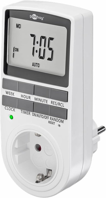 188211 - GOOBAY Kohëmatës Dixhital 64900 me 10 Programe Ditore dhe Modalitet të Rastësishëm Kundër Vjedhjes, i Programueshëm, Fuqi 3680W në 230 V (AC) dhe 16 A