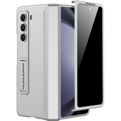 293274 - MIIMALL Mbulesë për Samsung Z Fold 5 me filmë privatësie dhe mbështetje, mbulesë e fortë PC me mente për Samsung Z Fold 5 (Argjend)