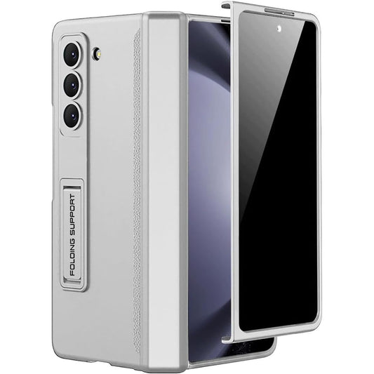 293274 - MIIMALL Mbulesë për Samsung Z Fold 5 me filmë privatësie dhe mbështetje, mbulesë e fortë PC me mente për Samsung Z Fold 5 (Argjend)