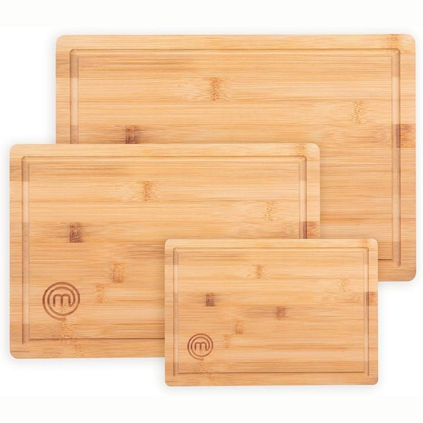 293681 - MasterChef Dërrasa Prerjeje prej Bambuje, Set Dërrasash Prerjeje prej Druri - 38cmx27.5cm / 34cmx23.5cm / 23cmx15cm, Sipërfaqe Antibakteriale