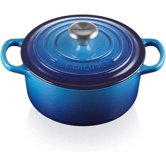 199025 - LE CREUSET SIGNATURE Tavë për Pjekje prej Gize të Emaluar, 18 cm, e Rrumbullakët, Volumi 1.8L, Pesha 2.572kg, Ngjyrë Blu, Modeli 21177182202430