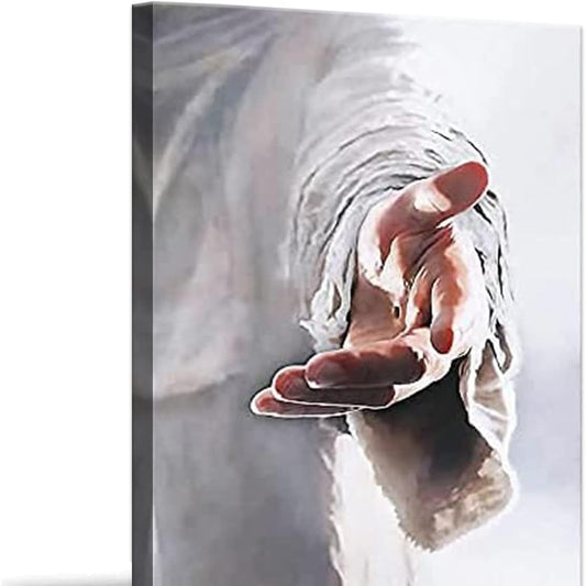167619 - ZHONGYUTONG Printim Artistik në Kanavacë, Më Jep Dorën Tënde të Jezusit, Poster i Krishterë, Piktura Fetare për Dhomë Gjumi, Dhomë Ndenjeje, Zyrë, Dekorim Kuzhine (30x45cm, i Kornizuar)