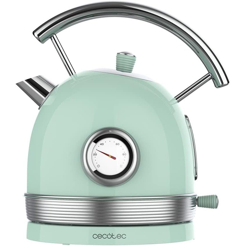 277427 - CECOTEC Çajnik ThermoSense 420, kapacitet 1.8L, 2200W, ekran temperature, bazë rrotulluese 360°, çelik inox, i gjelbër