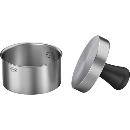 197334 - RÖSLE PRESË BURGER PRO, Presë Mishi Çelik Inox 18/10, Formësuese lehtë për Qoftë Hamburgeri, E Sigurt për Lavastovilje, 12x12x9cm