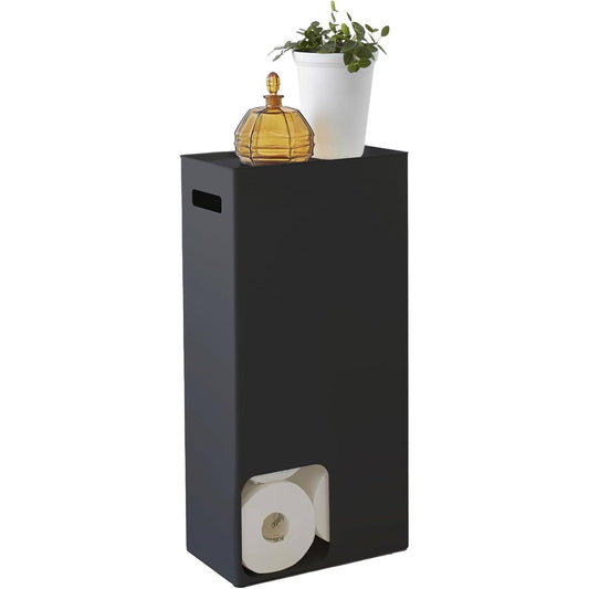 260192 - YAMAZAKI Mbajtëse letre higjienike Tower, çelik – Mban deri në 8 rrotulla, Hapësirë kompakte për ruajtje 12.5 x 23 x 48 cm, Dizajn japonez, e zezë