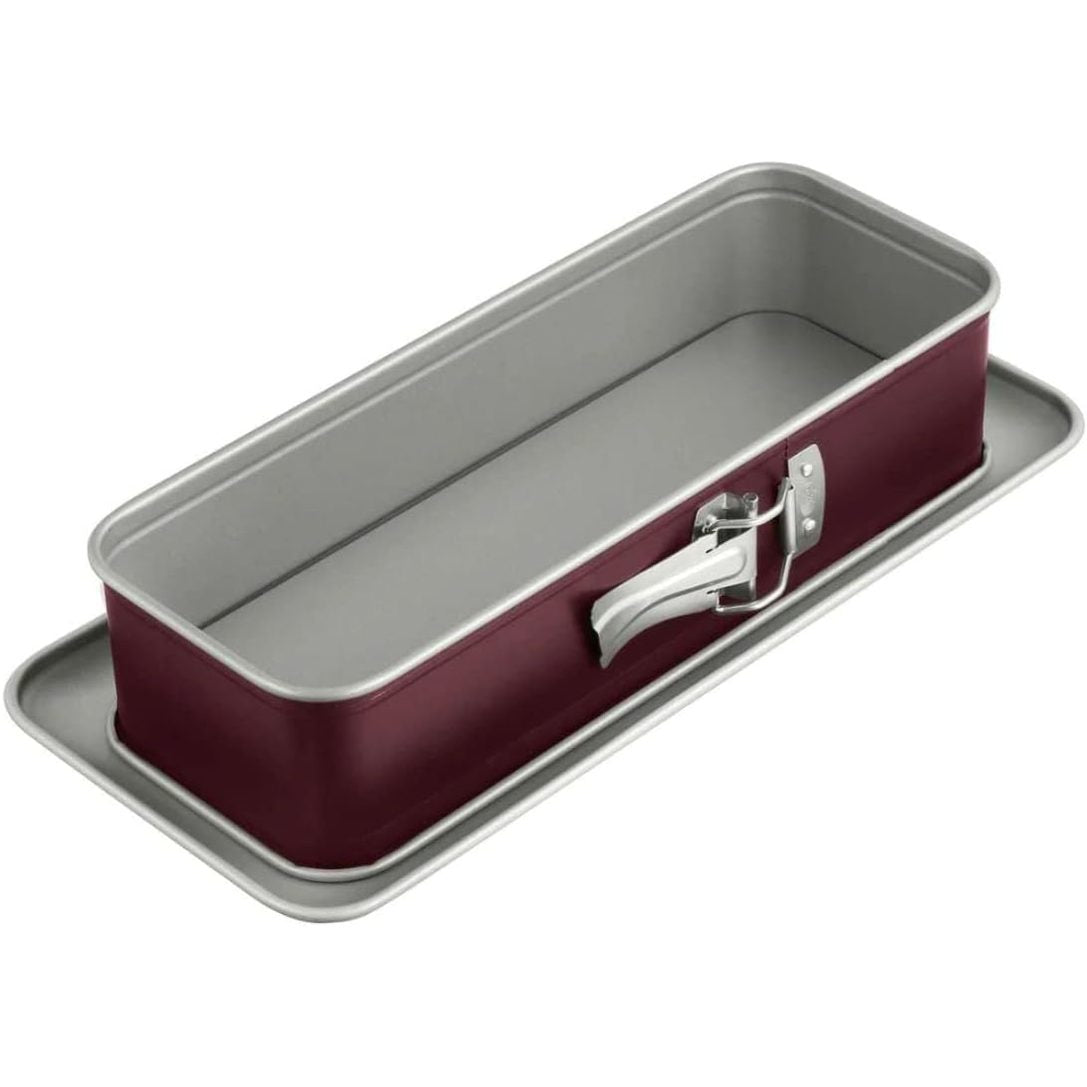 218060 - DR.OETKER Tavë për tortë me formë pranvere, drejtkëndëshe, çelik inox, ngjyrë bordo, 30 x 12 cm