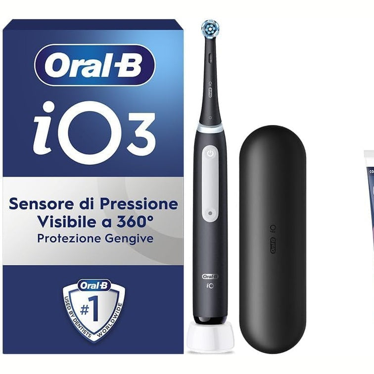 311045 - ORAL-B Furçë dhëmbësh elektrike iO 3, 1 kokë furçe, kuti, pastë dhëmbësh, ngjyra e zezë