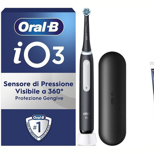 311045 - ORAL-B Furçë dhëmbësh elektrike iO 3, 1 kokë furçe, kuti, pastë dhëmbësh, ngjyra e zezë