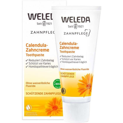 275838 - WELEDA - Pastë dhëmbësh Organike Calendula, 75ml - Pa fluor, vegane, pastrim i butë, forcon mishrat e dhëmbëve, parandalon kariesin