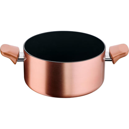 221615 - LAGOSTINA Rosé, Tigan i thellë me 2 doreza jo-ngjitëse, Ø 20 cm, Veshje titaniumi, Tregues nxehtësie me sinjal termik, Dorezë e fiksuar me thumba, I pajtueshëm me induksion, Ngjyrë rozë ari